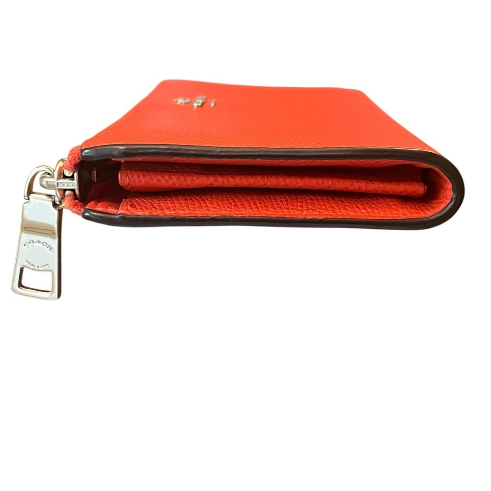 Coach Long Zippered Wallet, salmon red/orange, silver hardware - Picture 4 of 9